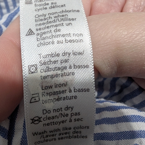 Blue And White Button Down Pin Striped Shirt XXL - Picture 8 of 8